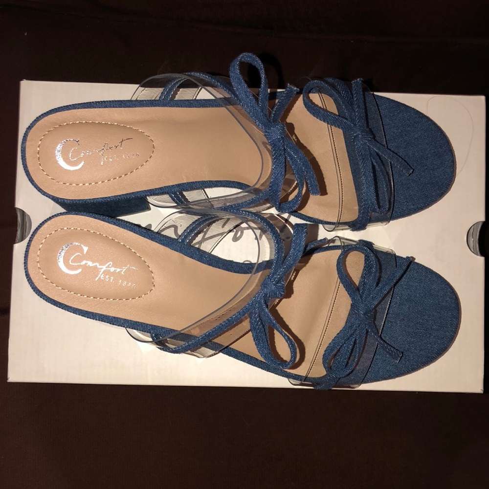 Comfort Denim Bow Heels